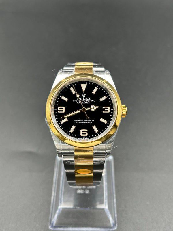 Noob Factory Rolex Explorer 124273 Two Tone Gold 36mm Oyster Black Dial Super Clone