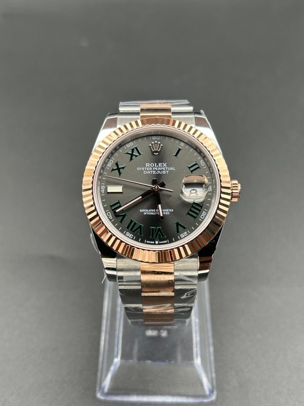Noob Factory Rolex Datejust 126331 41mm Two-Tone RoseGold Oyster Slate Grey Wimbledon Dial Super Clone