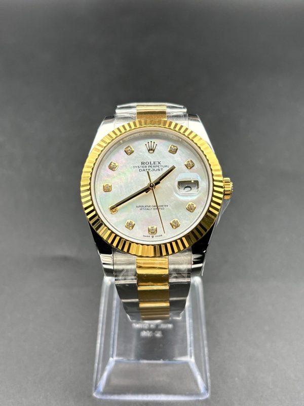Noob Factory Rolex Datejust 126333 41mm Oyster Yellow Gold Mother of Pearl Dial Super Clone