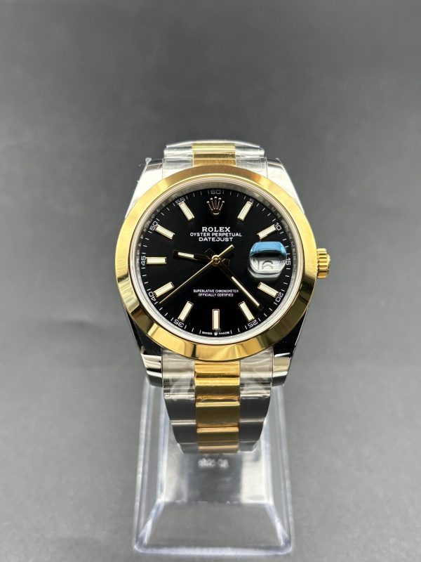 Noob Factory Rolex Datejust 126303 41mm Gold Oyster Black Dial Smooth Bezel Super Clone