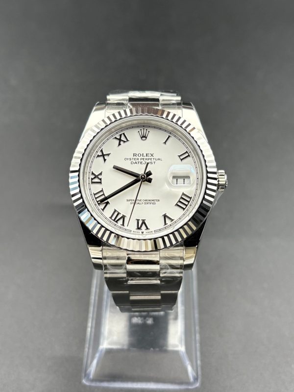 Noob Factory Rolex Datejust 126334 41mm Oyster White Roman Dial Super Clone
