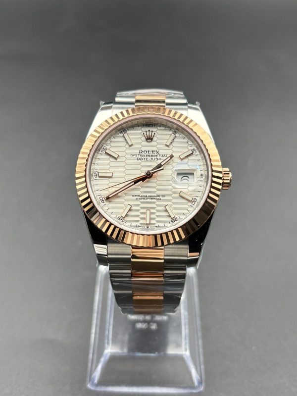 Noob Factory Rolex Datejust 126331Oyster 41mm  RoseGold White Fluted-motif Dial Super Clone