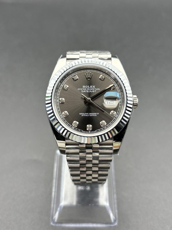 Noob Factory Rolex Datejust 126334 41mm Jubilee Grey Dial with Diamonds Super Clone
